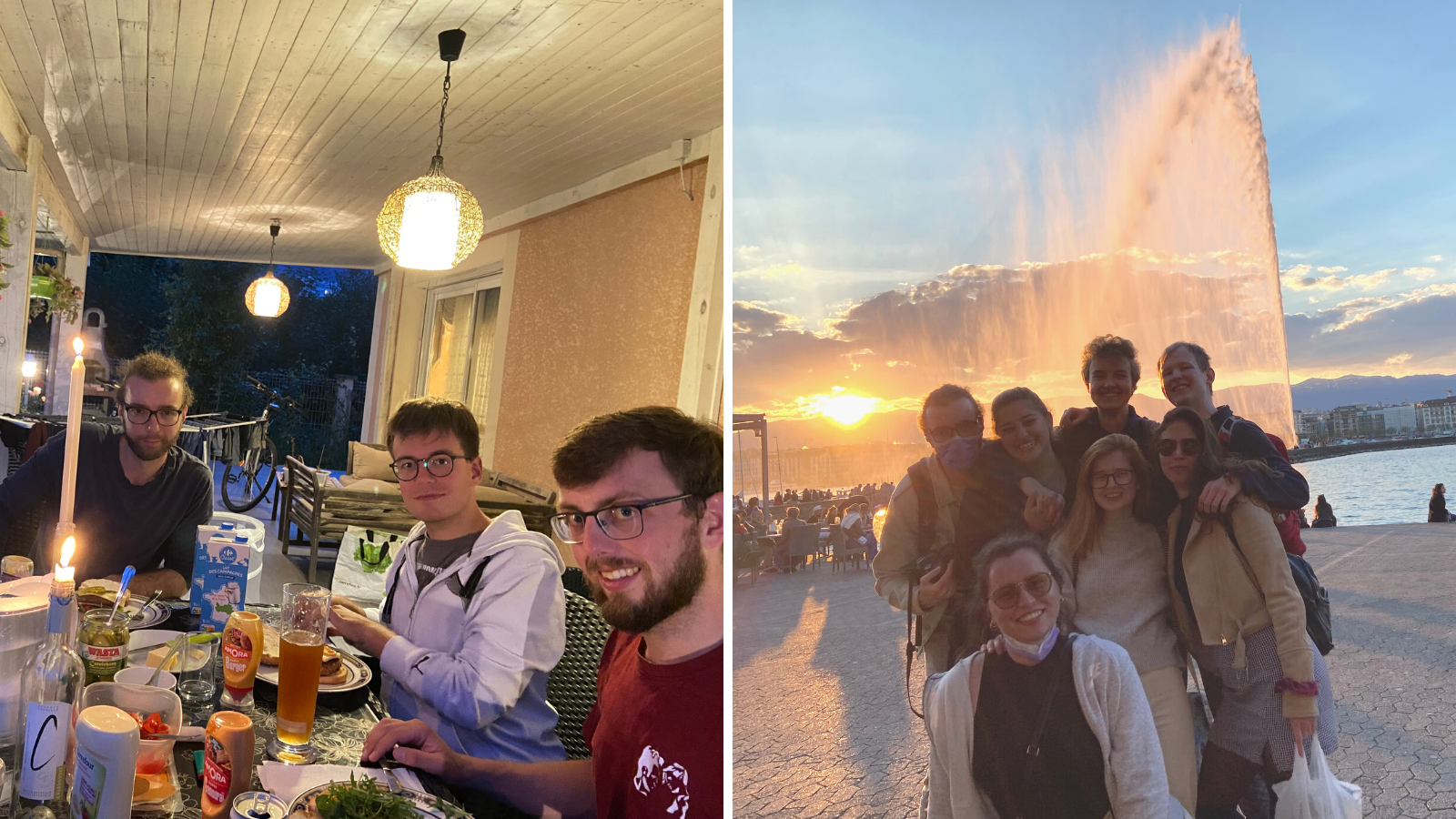 Picture 1. Burger night with my flatmates: Jonas, Phillip and Carlo. Picture 2. Night at the lake with Jonas, Grace, Gab, Timo, Angelica (original flatmate) and Ece.