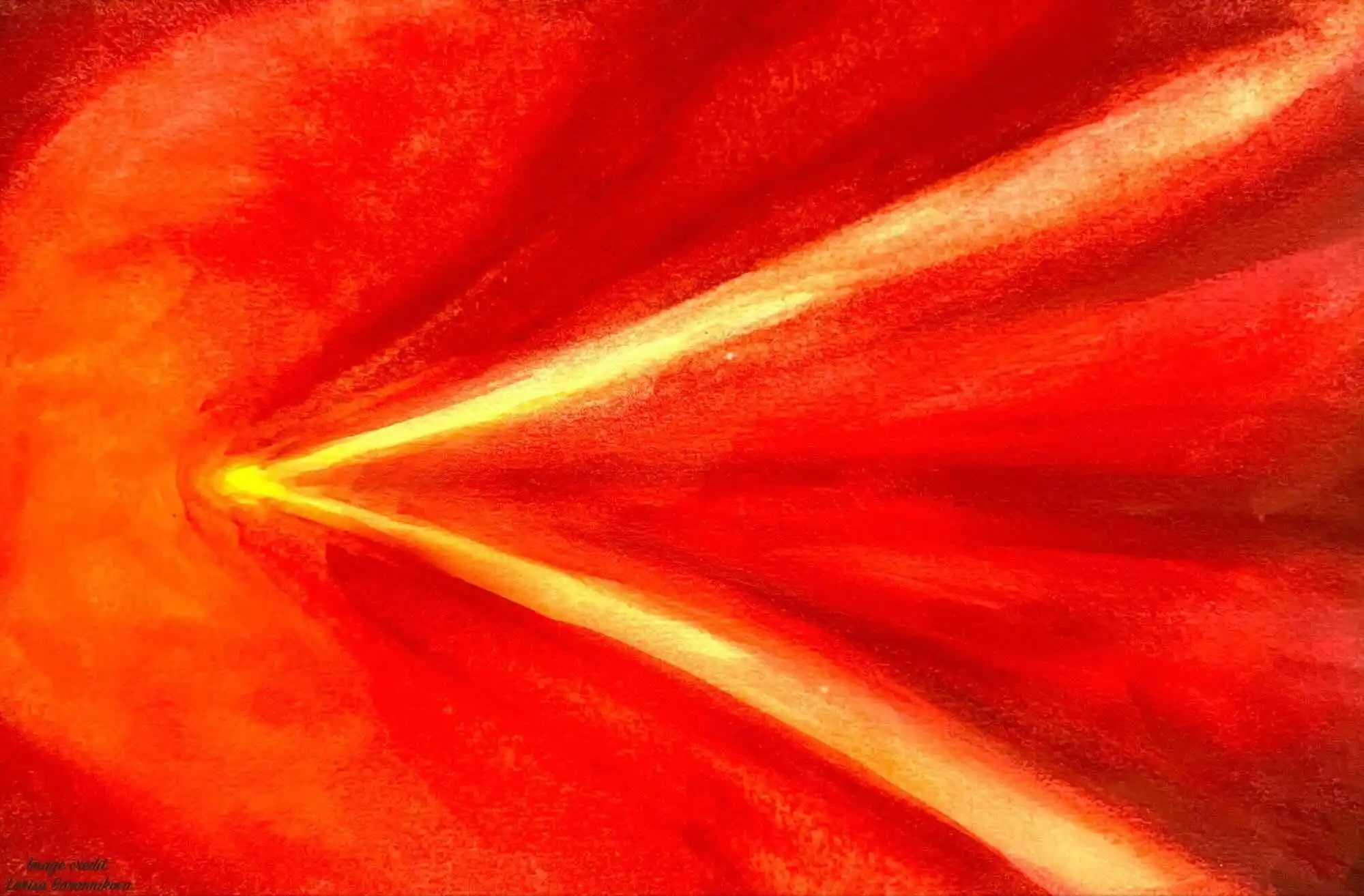 Artistic interpretation of wakes forming in a quark-gluon plasma. Credit: Larisa Barannikova