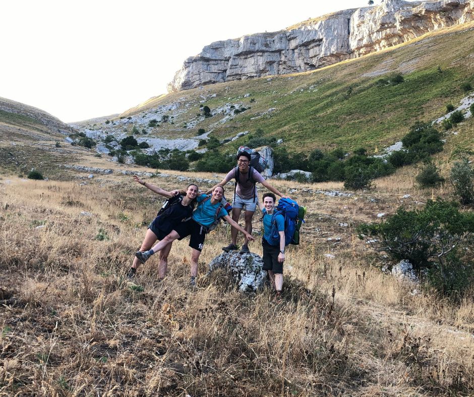 Giulia and her friends on a trip