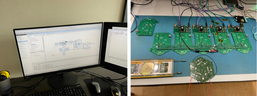 Using the Vivado software for programming FPGAs and then using them to test prototype parts for the HGCAL, with Milos Vojinovic (Serbian PhD student from CERN and Imperial College, London)