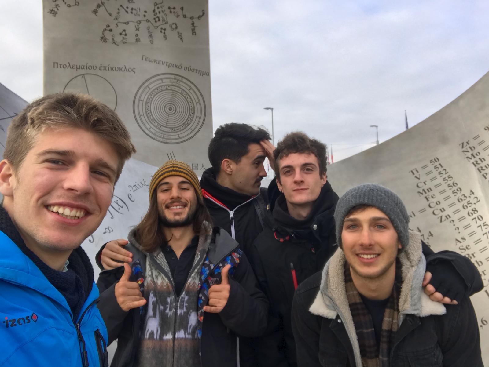 Visit to CERN with my friends from INSA Lyon. Left to right: Jorge Elon Terreu, Alfonso Ruibal, Miguel Soriano, David Bisbal, Juan Elenter. Photo taken by Jorge Terreu.