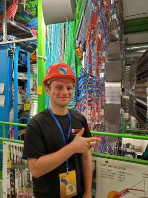 Me in front of the CMS detector