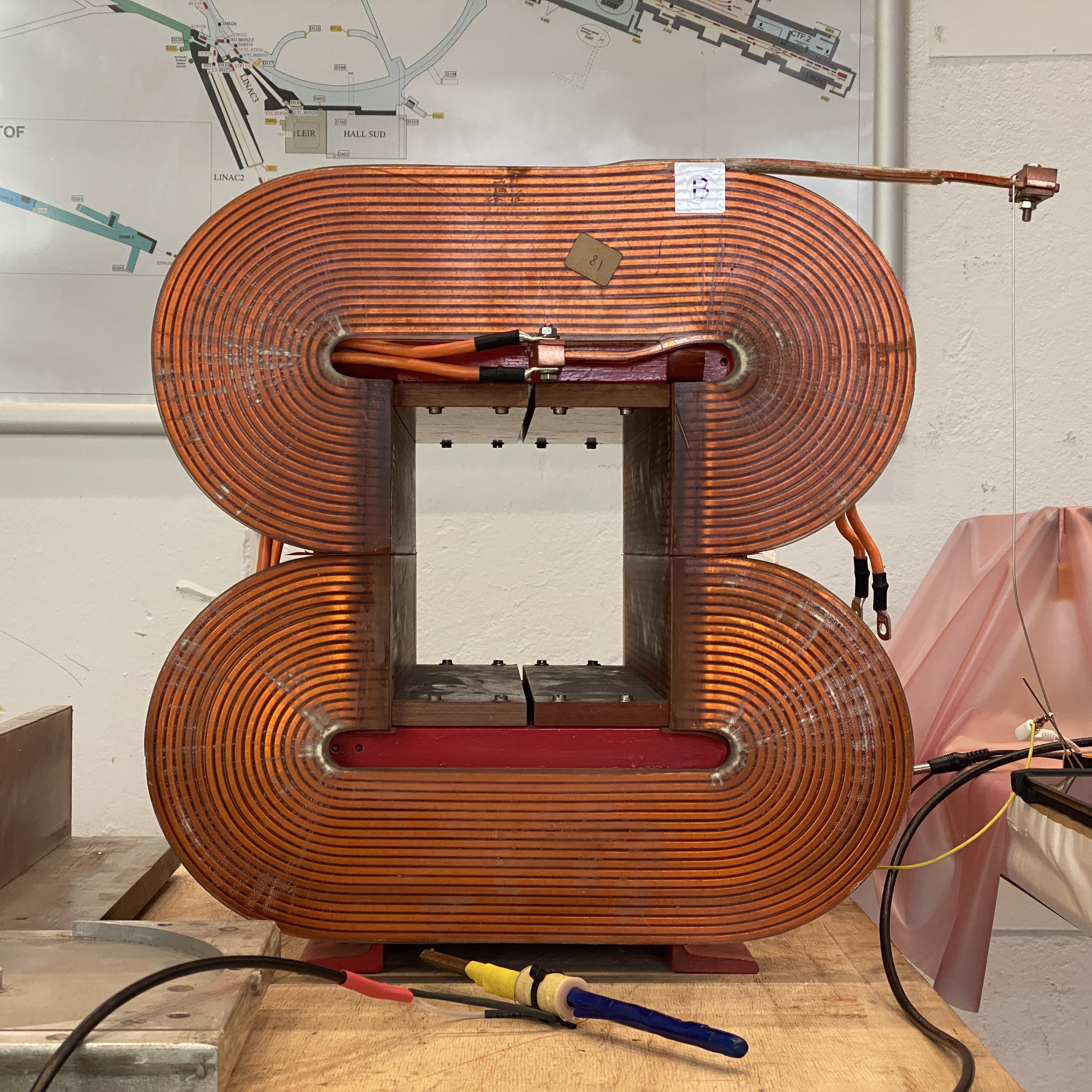 Magnet and detector coil, photograph © C Henschke 2024